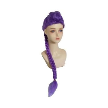 Imagem de Peruca De Cosplay Kpop Para Meninas, Cabelo Longo Roxo, Preto E Vermel