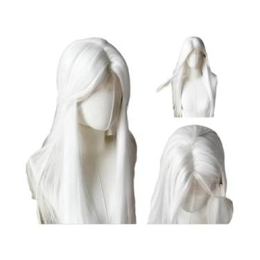 Imagem de Peruca Sintética Longa Lisa Loiro Platina 26 Polegadas 13x4 Lace Front