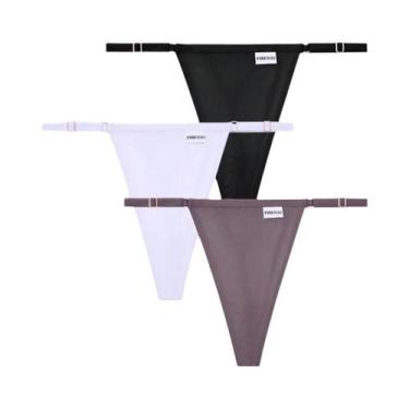 Imagem de Conjunto De Calcinhas De Algodão Femininas Sexy T-Back Com Cintura Aju