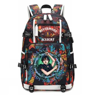 Imagem de Mochila escolar às quartas-feiras para crianças B Anime de algodão e p