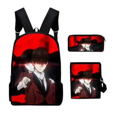Imagem de Conjunto de mochilas escolares de anime Kakeguruis para crianças, 3 pe
