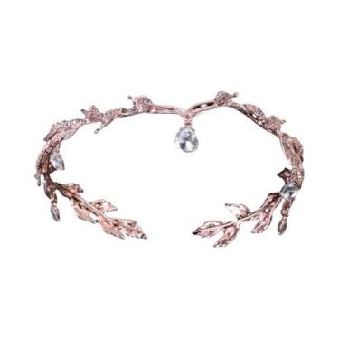 Imagem de Coroa De Fada Vintage Em Bronze Verde Esmeralda Com Folhas De Cristal,