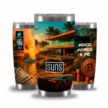 Imagem de Copo Térmico Inox 591ml Gluck Suns Meta de Vida Mantém Bebidas Geladas