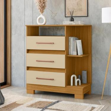 Imagem de Comoda 3 Gavetas MDP Multiuso com Nichos para Quarto - Clique Chique M