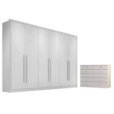 Imagem de Guarda Roupa Casal Livorno E Gaveteiro Milão Com Chave Neve - Horizonte