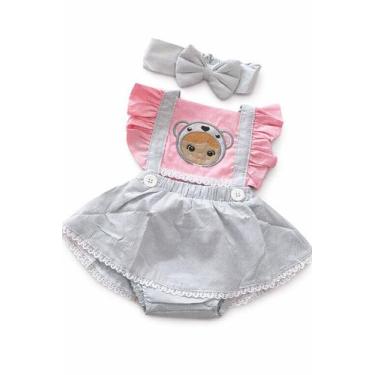 Imagem de Jardineira Coala Cinza + Faixinha de Cabelo - JOANINHA BABY, 03M A 06 