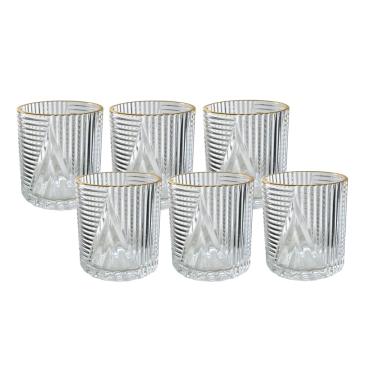 Imagem de Jogo De 6 Copos De Vidro Com Borda Dourada Imperial 320Ml