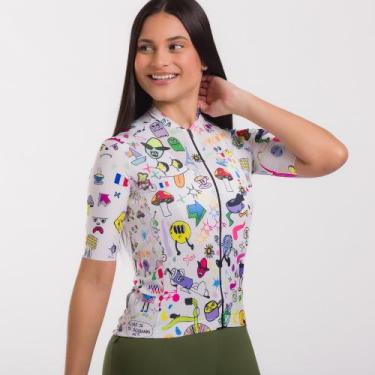 Imagem de Camisa Ciclismo Feminina New Sport Marcio May Paint, GG, Branco