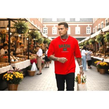 Imagem de Camiseta Masculina Casual Brasil Rio de Janeiro Estilosa em Algodão do P ao G1-Masculino