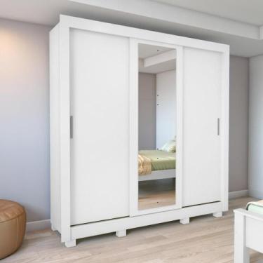 Imagem de Guarda Roupa Casal 3 Portas Com Espelho Atlas Com Pés Branco - MÓVEIS 