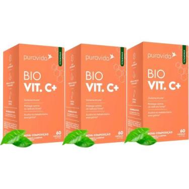 Imagem de 3x Vitamina C Lipossomal 1100mg 60 Cáps Puravida