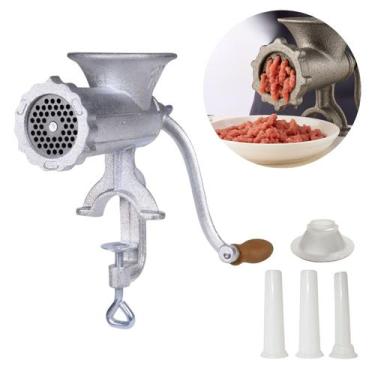 Imagem de Moedor De Carne Numero 10 Ferro Fundido Manual Kit Funis Linguiça - DA