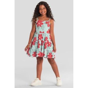 Imagem de Vestido infantil menina de flores colorido Brandili -Verde-Feminino