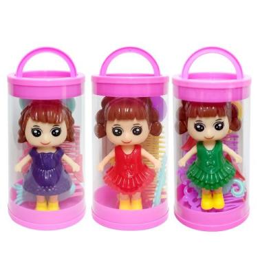 Imagem de Kit 3 Bonecas no Tubo Bonequinhas com Acessórios Troca Roupa - Goal Ki