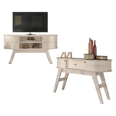 Imagem de Rack Bancada Atlanta com Aparador Estoril Calacata Off White – Madetec