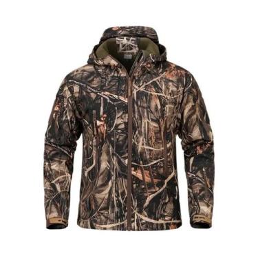 Imagem de Jaqueta Tática Masculina Camuflada Impermeável Com Capuz De Fleece Que