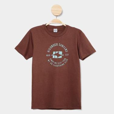 Imagem de Camiseta Infantil Nicoboco Básica Moorea Menino, Marrom, 10A