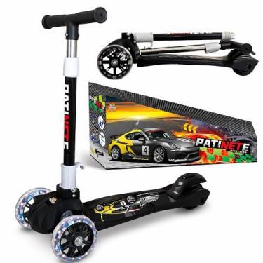 Imagem de Patinete Super Scooter Carros 3 Rodinhas Reforçado com Luz Super Black