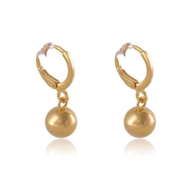 Imagem de Brinco Argolinha Pequena Com Bola Dourada Banhado Em Ouro 18k [f027]