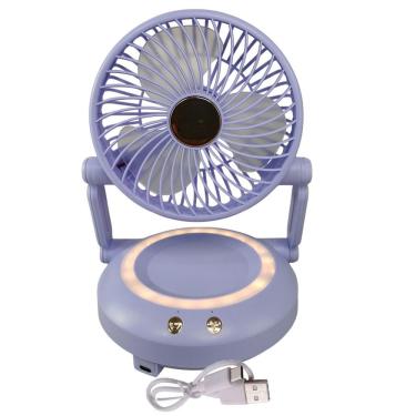 Imagem de Ventilador de Mesa Dobrável 3W 16cm 3 Velocidades Lilás BSL3813 Silencioso com Iluminaç...
