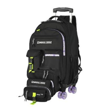 Imagem de Kit Escolar Mochila Com Rodas Dupla de Skate + Estojo Lancheira + Térm