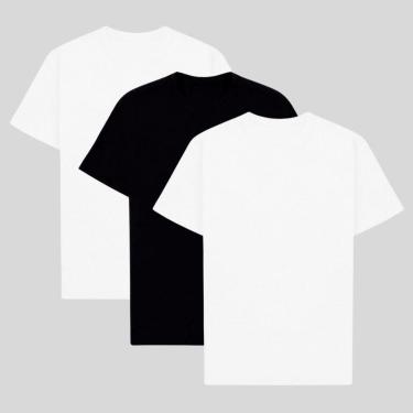 Imagem de Kit 3 Camisetas Algodão Lisas Básicas Manga Curta Masculina Camiseta Preta Simples-Masc...
