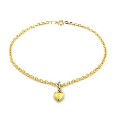 Imagem de Pulseira Bailarina de Ouro 18k com Berloque Pingente Coração Bracelete