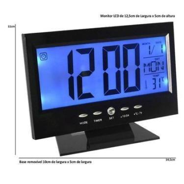 Imagem de Relógio De Mesa Digital Despertador Temperatura Led Azul - Lelong., Pr