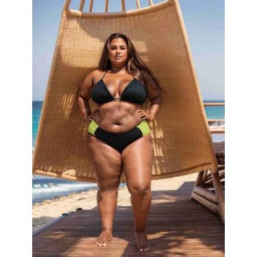 Imagem de Biquini Plus Size CORTINÃO calcinha ALTA FIO NO BUMBUM bojo removível 