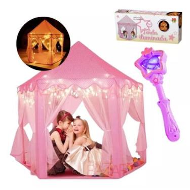 Imagem de Barraca Tenda Cabana Infantil Dobrável Iluminada Luz De Led - DM TOYS,