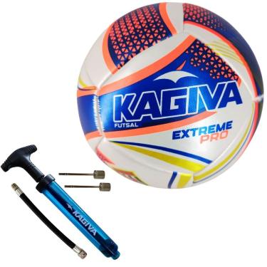Imagem de Kit Bola de Futsal F5 Extreme Pro Liga Paulista Oficial com Bomba de Ar Dupla Ação Azul...