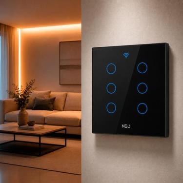 Imagem de Interruptor Inteligente Smart Wi-fi Alexa google 6 Botões 4x4 Bivolt P
