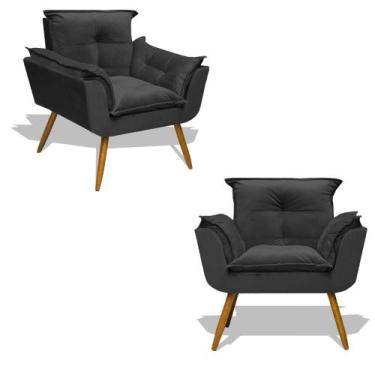 Imagem de Kit 2 Poltrona Opala Decoração Sala Estar Jantar Recepção Escritório S