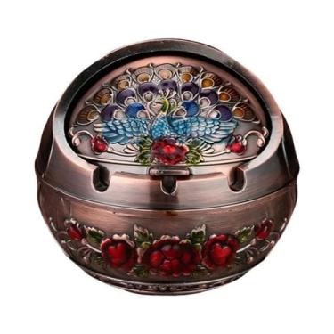 Imagem de Cinzeiro De Metal Vintage À Prova De Vento Portátil Com Tampa, Ornamen