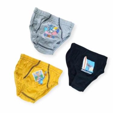 Imagem de Kit 3 Cuecas Slip Infantil Lupo Stitch Meninos, Amarelo, PP