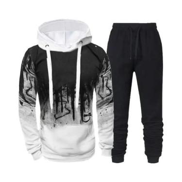 Imagem de Conjunto De Moletom Camuflado Masculino Outono Inverno Com Capuz E Cal