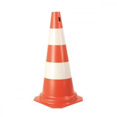 Imagem de Cone Rigido Plastcor Plastico Laranja/Branco 50Cm, Branco