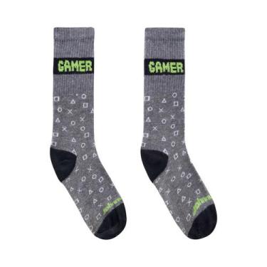 Imagem de Meia 3/4 Infantil Johnny Fox 48691, Gamer cinza, M