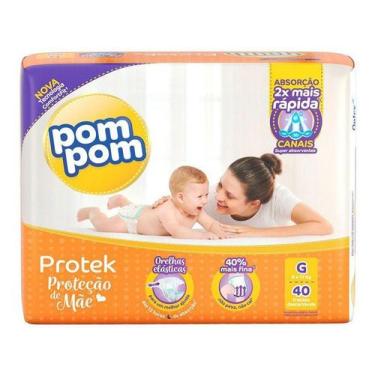 Imagem de Fralda Pom Pom Proteção de Mãe Protek  - Tam G 8 a 13kg 40 Unidades