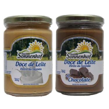 Imagem de Kit 1 Doce de Leite Mineiro Puro + 1 com Chocolate 420g - Fazenda Sonn