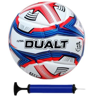 Imagem de Bola de Futsal Juvenil Dualt Velox Pro Sub 13 + Bomba de Ar, Vermelho,
