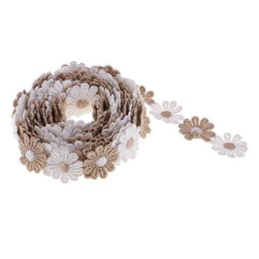 Imagem de LoveinDIY 2,5 m de crochê chique com acabamento de renda margarida e fita de costura em aplique de flor, roupas bordadas, apliques de decoração para vestido - 2,5 cm de largura - Café