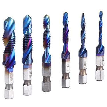 Imagem de Conjunto de broca de haste hexagonal e macho, kit de broca de macho espiral que economiza tempo, revestimento de chapeamento azul Alta dureza para perfuração, corte de metais macios