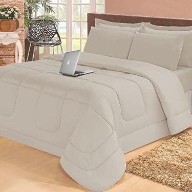 Imagem de Edredom Queen Com lençol e Fronha Função Cobre leito e Cobertor 6 peças (Bege)