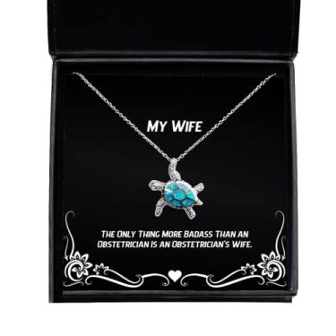 Imagem de Presentes para esposa sarcástica, The Only Thing More Badass Than An Obstetrician is an Obstetrician, New Opal Turtle Necklace for Wife from Husband