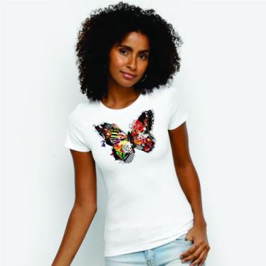 Imagem de Camiseta Feminina Social Academia Esporte Baby Look Branca - Hifen