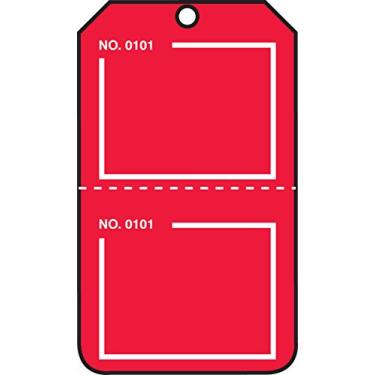 Imagem de Accuform TPP223CTP PF-Etiqueta numerada em branco, legenda (em branco)", 14,6 cm de comprimento x 8,3 cm de largura x 0 cm de espessura, branco sobre vermelho (pacote com 25)