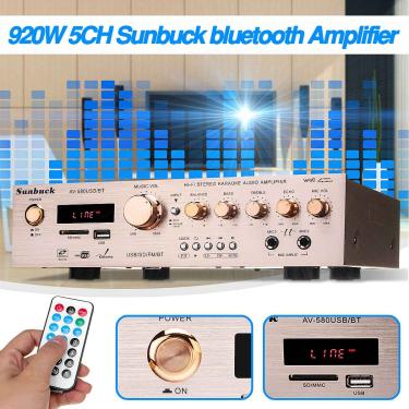 Imagem de 920w 220v 5ch bluetooth amplificador estéreo de alta fidelidade av surround amplificador fm karaoke