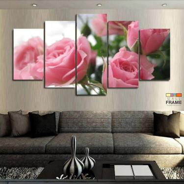 Imagem de Quadros Decorativos Flores Rosas 63x130mt em Tecido
