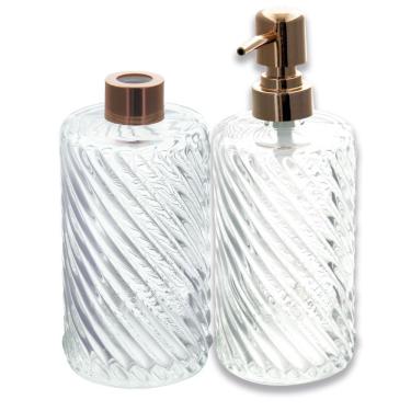 Imagem de Jogo de Dispenser e Recipiente Aromas Vidro Espiral Bronze - VD20145BZ